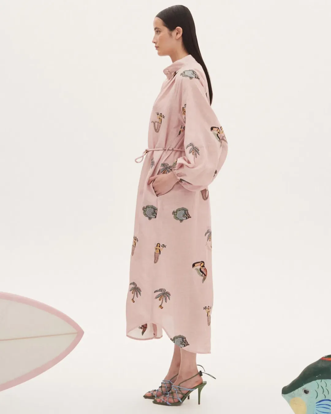 Alemais Vacay Shirt Dress Pink Size 12 for rent on The Volte - main image