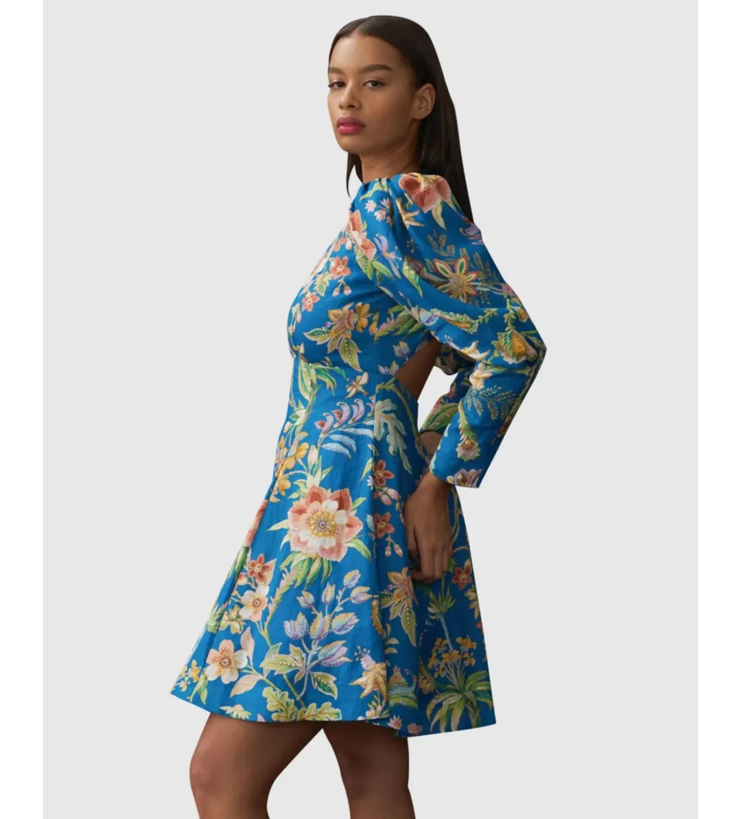 Alemais June Mini Dress Indigo Floral Size AU 16 for rent on The Volte - main image