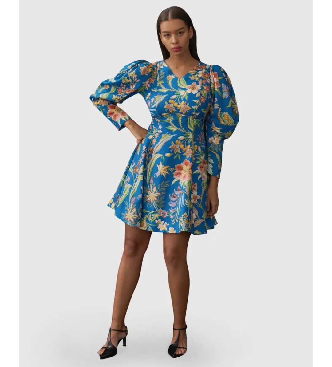 Alemais June Mini Dress Indigo Floral Size AU 16 for rent on The Volte - main image