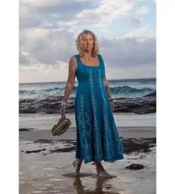 Alemais Donovan Corded Midi Dress Blue Print Size AU 16 for rent on The Volte - image 1