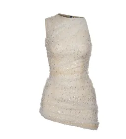 Lassy Mesh Sequin Mini Dress Cream Size AU 6 for rent on The Volte - image 5