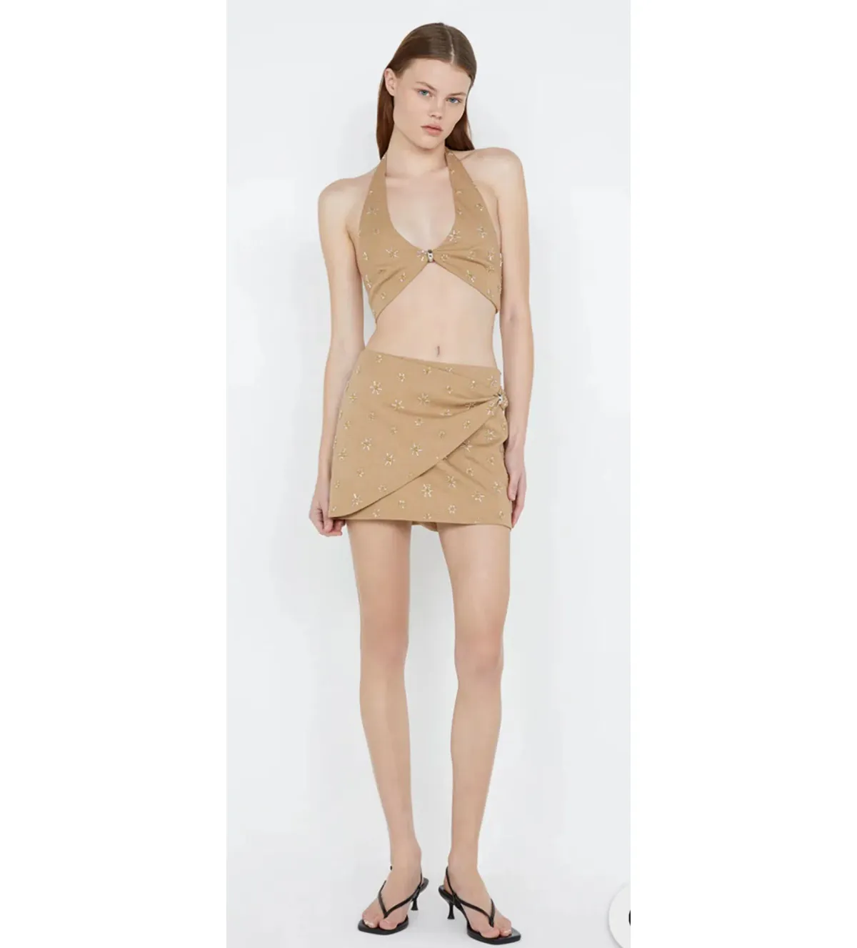 Bec and Bridge Sunseeker Halter Top & Mini Skirt Brown Size 6 for rent on The Volte - main image