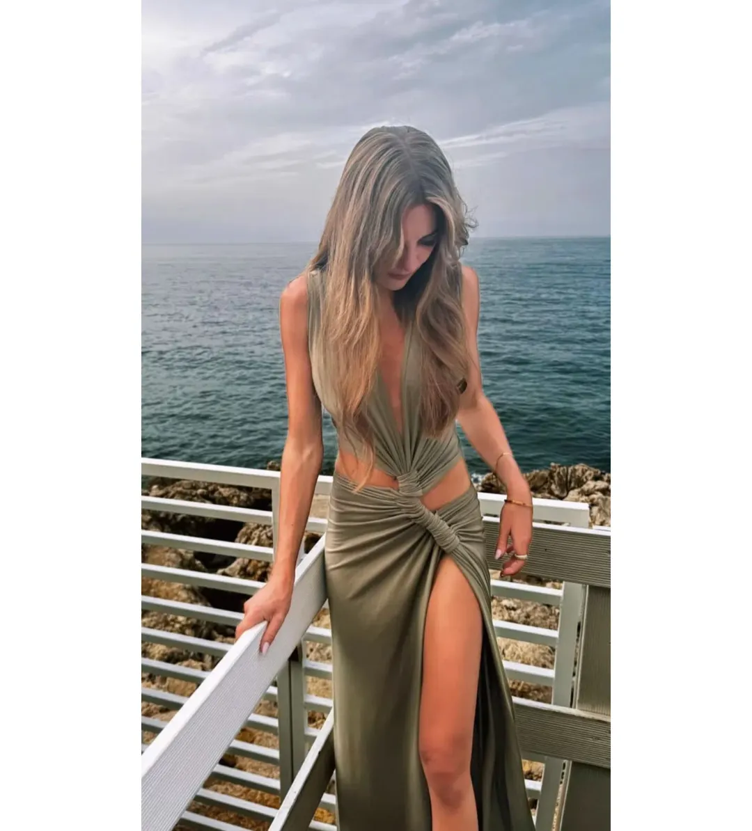 Sid Neigum Triple Loop Dress Pistachio Size 6 for rent on The Volte - main image