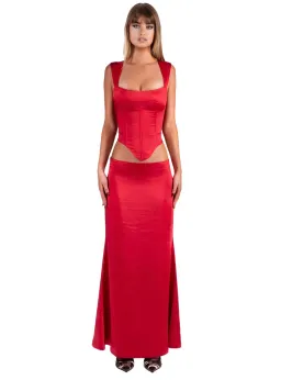 I Am Delilah Valerie Corset and Maxi Skirt Set in Cherry Red Size S / AU 8 for rent on The Volte - image 1