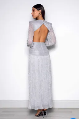 Elle Zeitoune Scarlett Dress Silver Size 12  for rent on The Volte - image 2