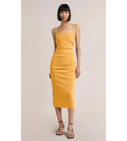 Bec & Bridge Karina Tuck Midi Dress Mango Size 10 for rent on The Volte - image 1