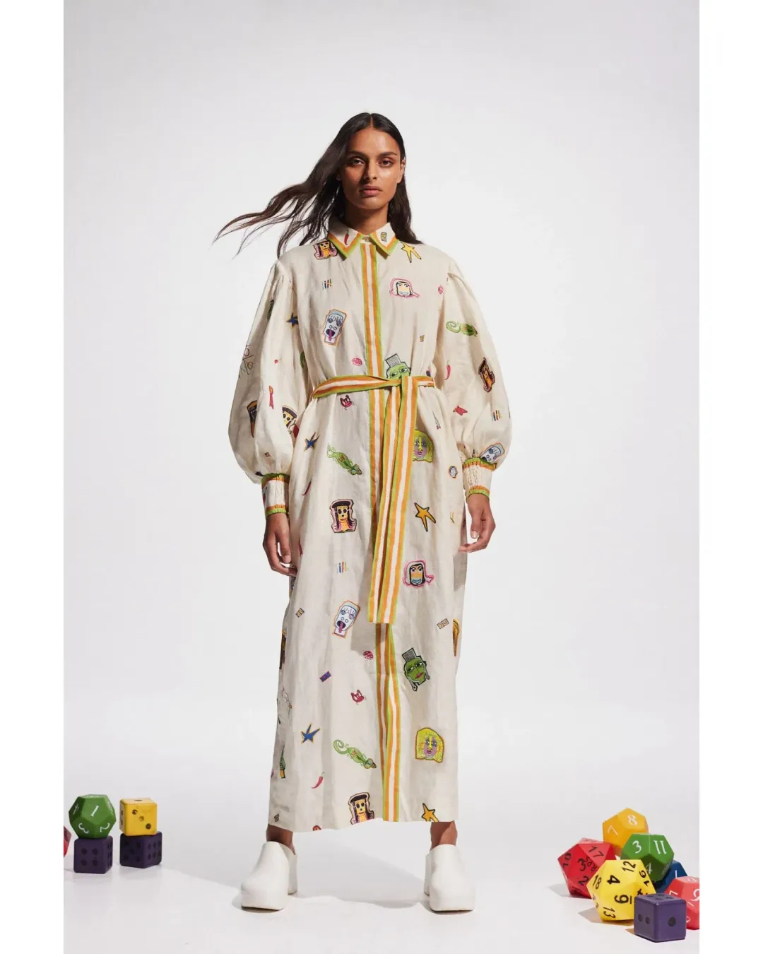 Alemais Checkers Embroidered Shirtdress Print Multi Size 14 for rent on The Volte - main image