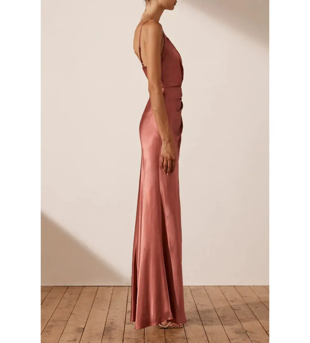 Shona Joy La Lune Cross Draped Maxi Dress Terracotta Size 10 for rent on The Volte - main image