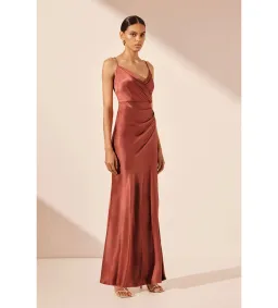 Shona Joy La Lune Cross Draped Maxi Dress Terracotta Size 10 for rent on The Volte - image 2