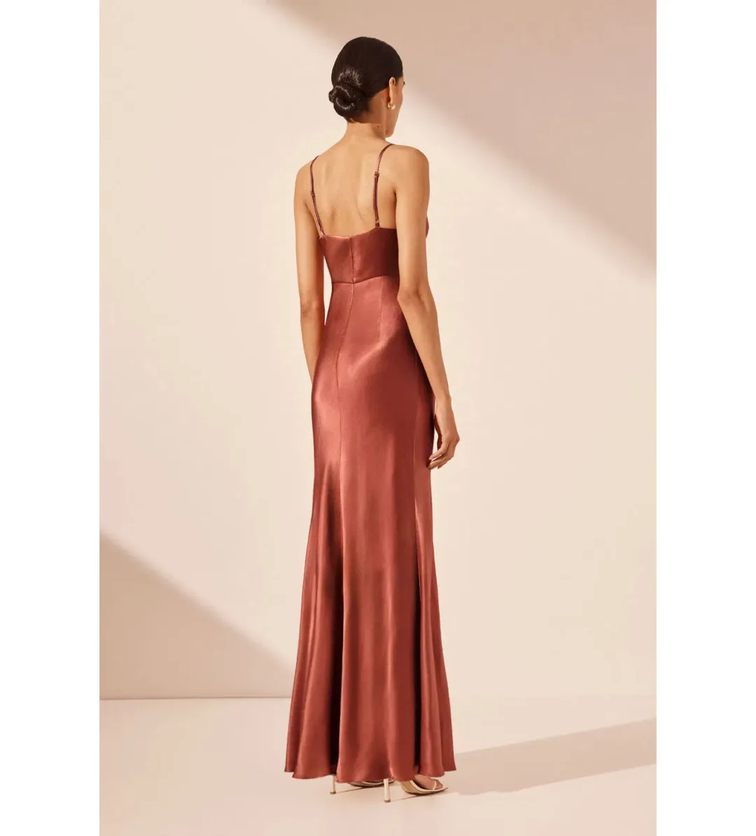 Shona Joy La Lune Cross Draped Maxi Dress Terracotta Size 10 for rent on The Volte - main image