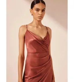 Shona Joy La Lune Cross Draped Maxi Dress Terracotta Size 10 for rent on The Volte - image 5