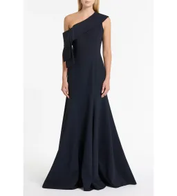 Carla Zampatti Ink Crepe Fascia Asymmetrical Gown Navy Size 12 for rent on The Volte - image 1
