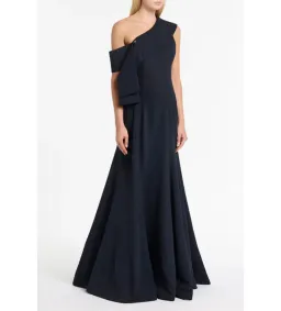 Carla Zampatti Ink Crepe Fascia Asymmetrical Gown Navy Size 12 for rent on The Volte - image 2