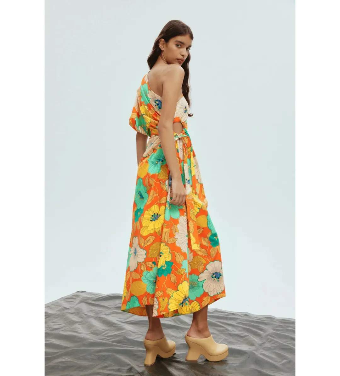 Alemais Piato One Shoulder Midi Dress Multi Floral Size 16 for rent on The Volte - main image