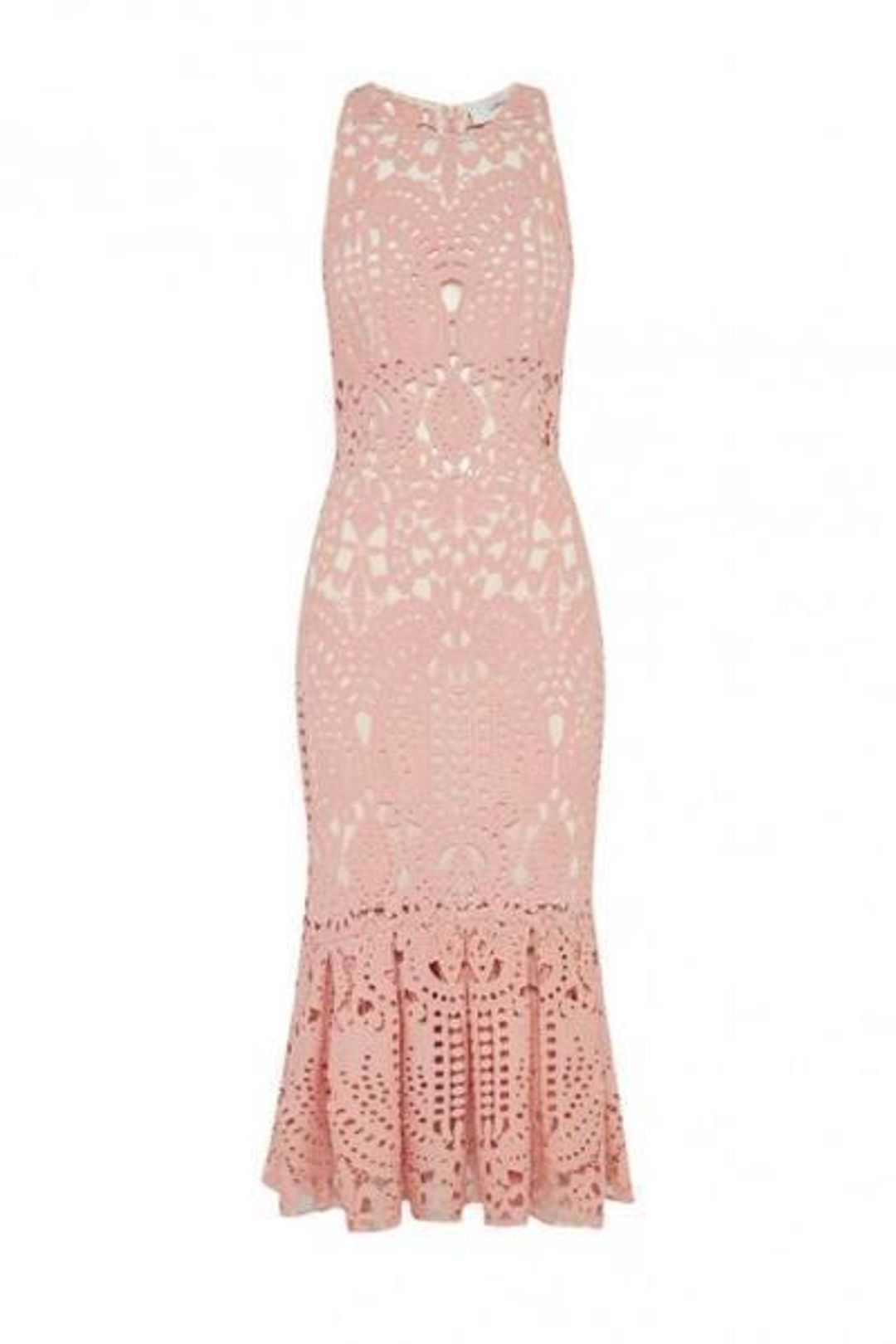 Lover Harmony Cut Out Midi Dress - Pink Lace Size 6 for rent on The Volte - main image
