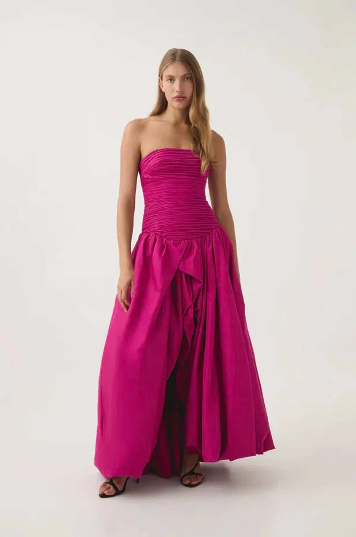 Aje Violette Bubble Hem Maxi Dress Deep Magenta Size 10 for rent on The Volte - main image