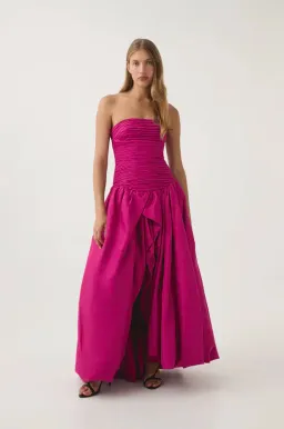 Aje Violette Bubble Hem Maxi Dress Deep Magenta Size 10 for rent on The Volte - image 1
