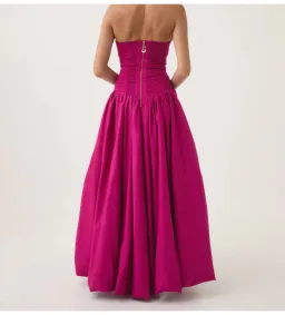 Aje Violette Bubble Hem Maxi Dress Deep Magenta Size 10 for rent on The Volte - image 4