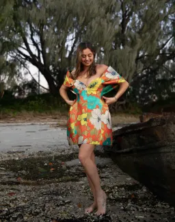 Alemais Piato Sculpt Mini Dress Marigold Multi Floral Size 14 for rent on The Volte - image 2