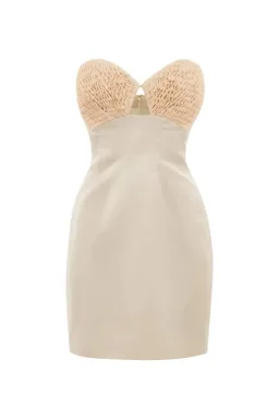 Alemais Pearl Smock Mini Dress Gardenia Size 16 for rent on The Volte - image 4