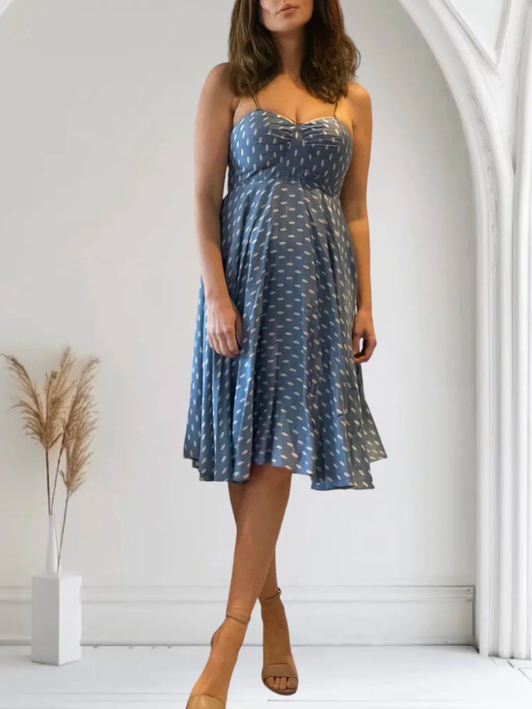 Truese Polka Dot Pure Silk Midi Dress Size Multi 12 for rent on The Volte - main image