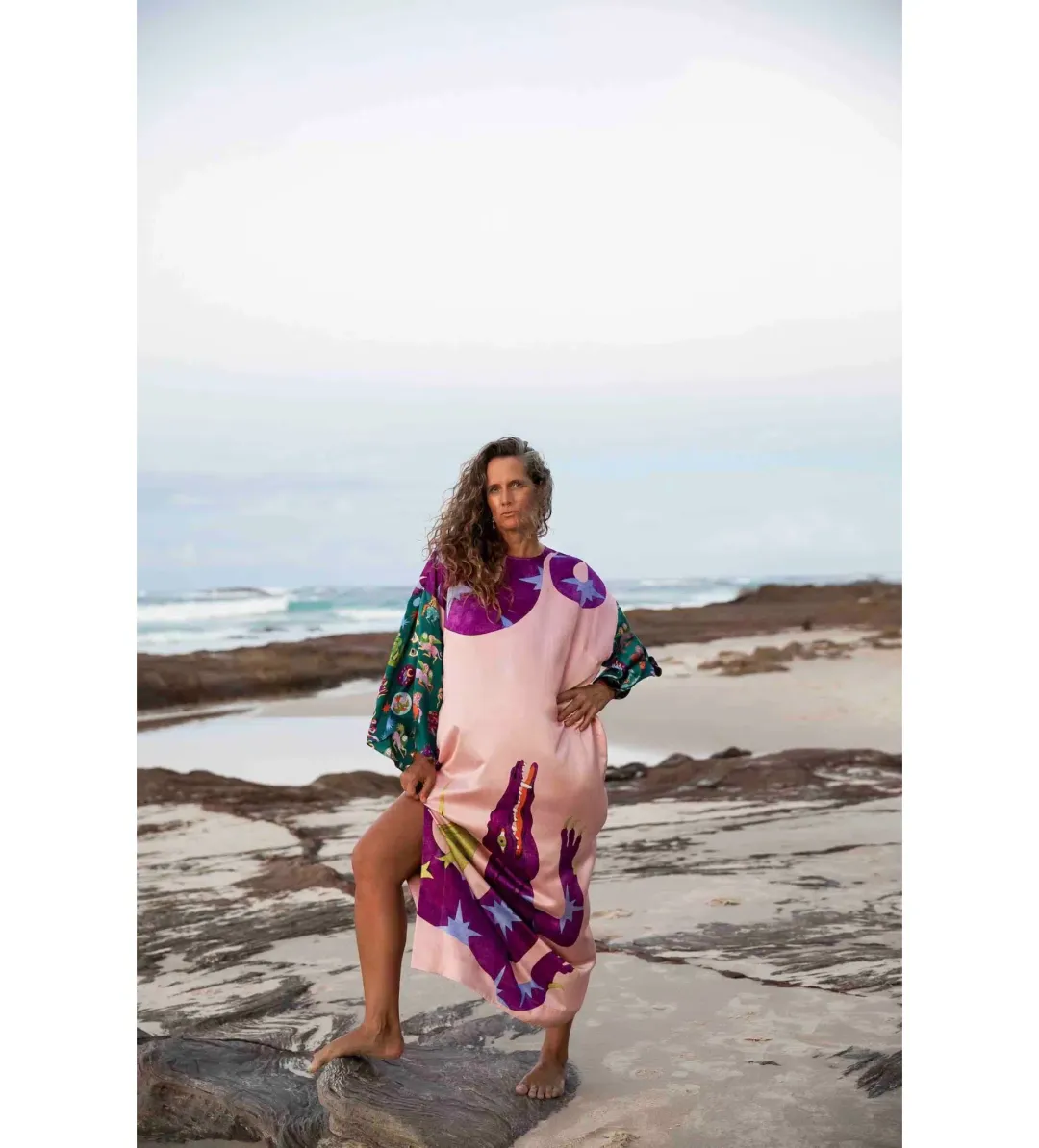 Alemais Superhero Silk Satin Midi Dress Multi Print Size 16 for rent on The Volte - main image