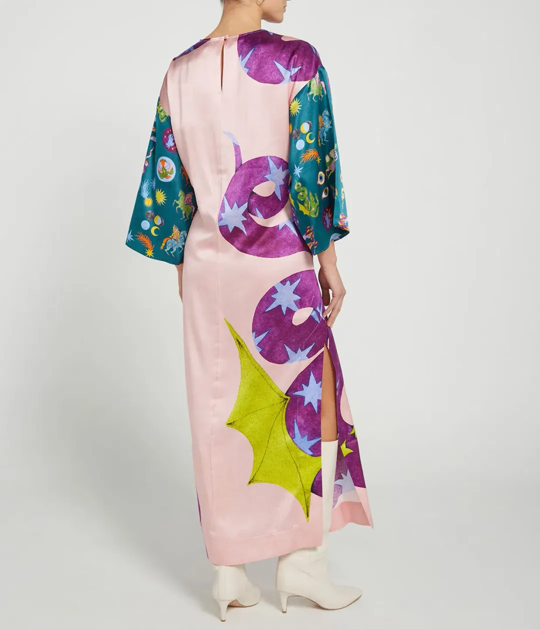 Alemais Superhero Silk Satin Midi Dress Multi Print Size 16 for rent on The Volte - main image