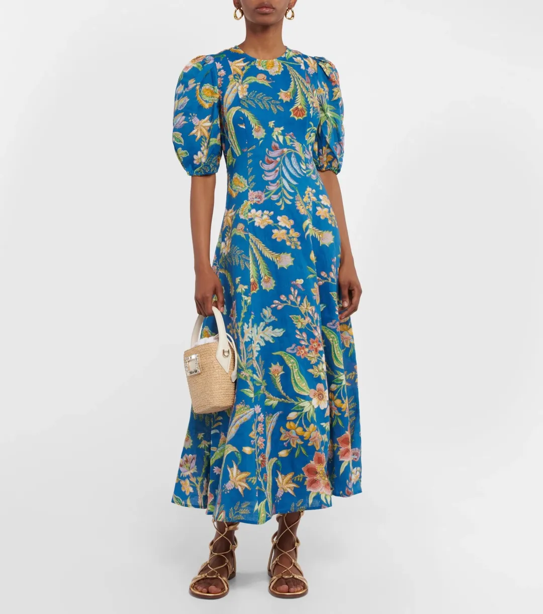 Alemais June Midi Dress Blue Floral Size 16 for rent on The Volte - main image