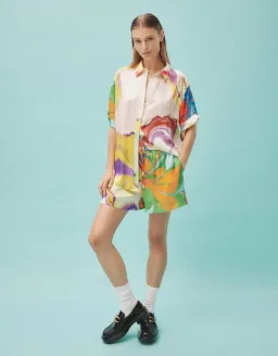 Alemais Luca Silk Shirt and Short Set Multi Size 16 for rent on The Volte - image 2