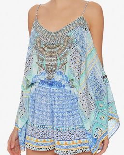 Camilla Blue Drop Shoulder Romper Playsuit Size 8 for rent on The Volte - image 1