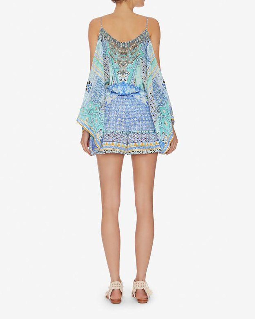 Camilla Blue Drop Shoulder Romper Playsuit Size 8 for rent on The Volte - main image