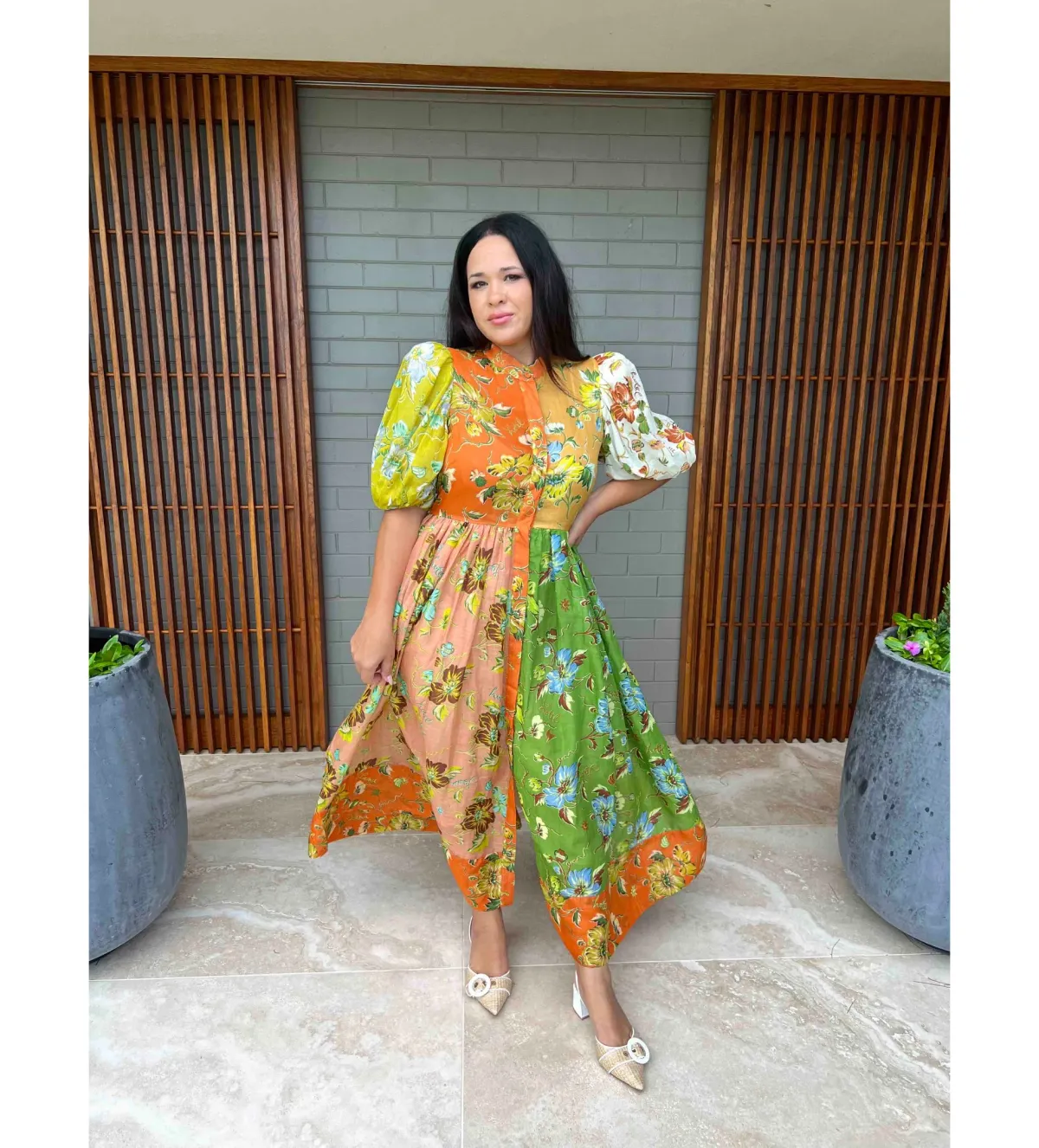 Alemais Hotel Lamu Spliced Shirtdress Multi Size 16  for rent on The Volte - main image