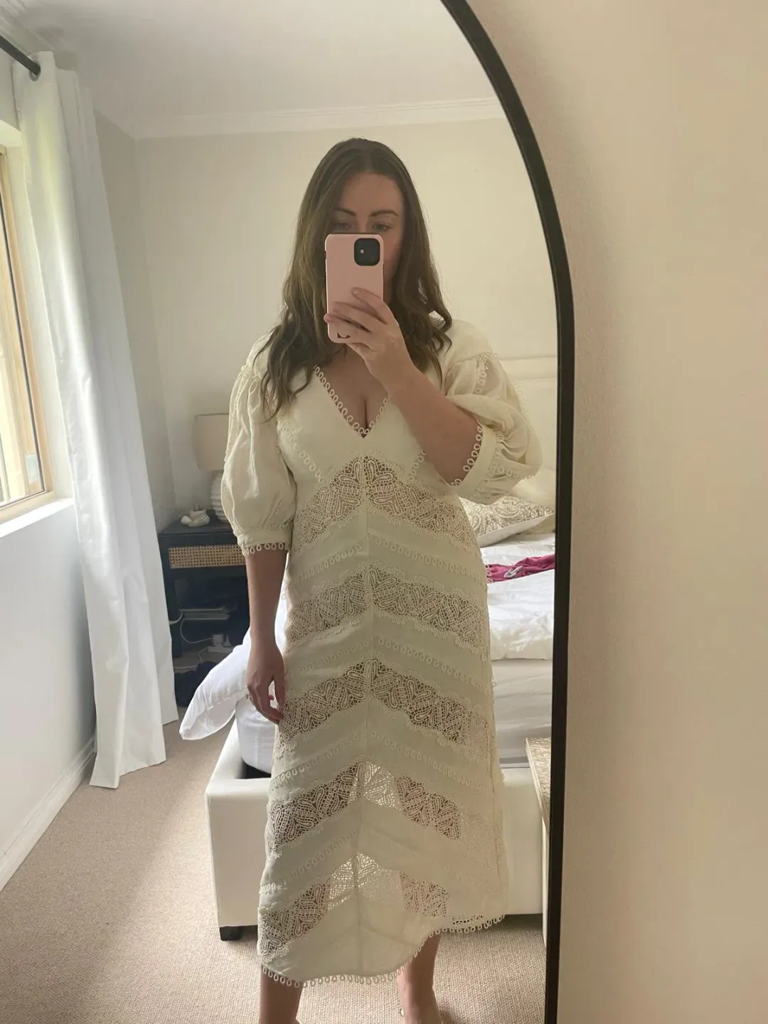 Zimmermann Painted Heart Chevron Midi Dress in White Size 2 / AU 12  for rent on The Volte - main image