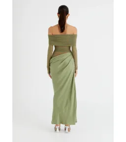 Benni Yasmin Off Shoulder Maxi Dress in Pistachio Size 8 for rent on The Volte - image 2
