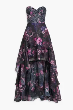 Marchessa Notte Chiffon Gown Floral Size 12 for rent on The Volte - image 1