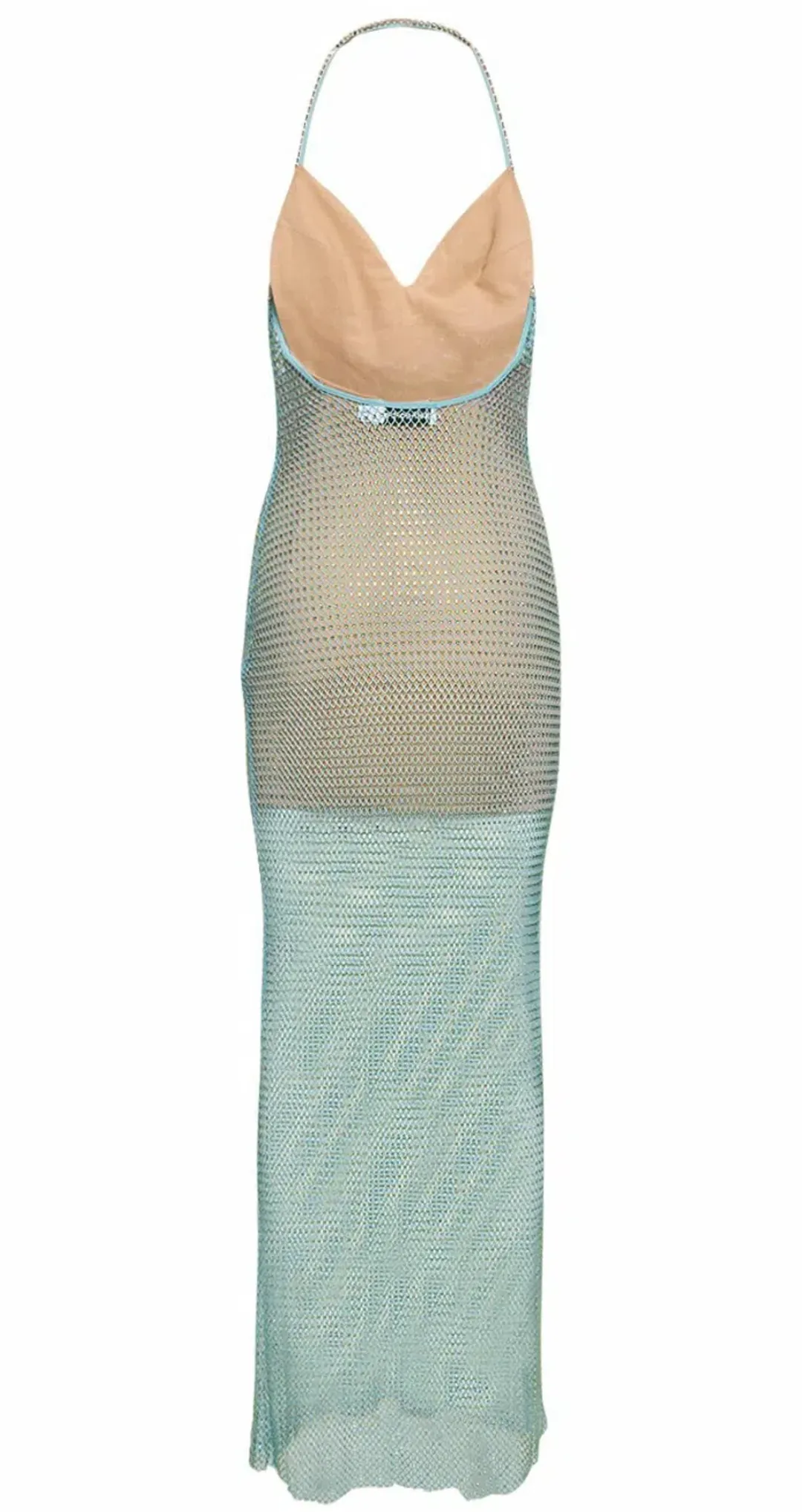 Self Portrait Crystal-Embellished Fishnet Maxi Dress AU8 for rent on The Volte - main image