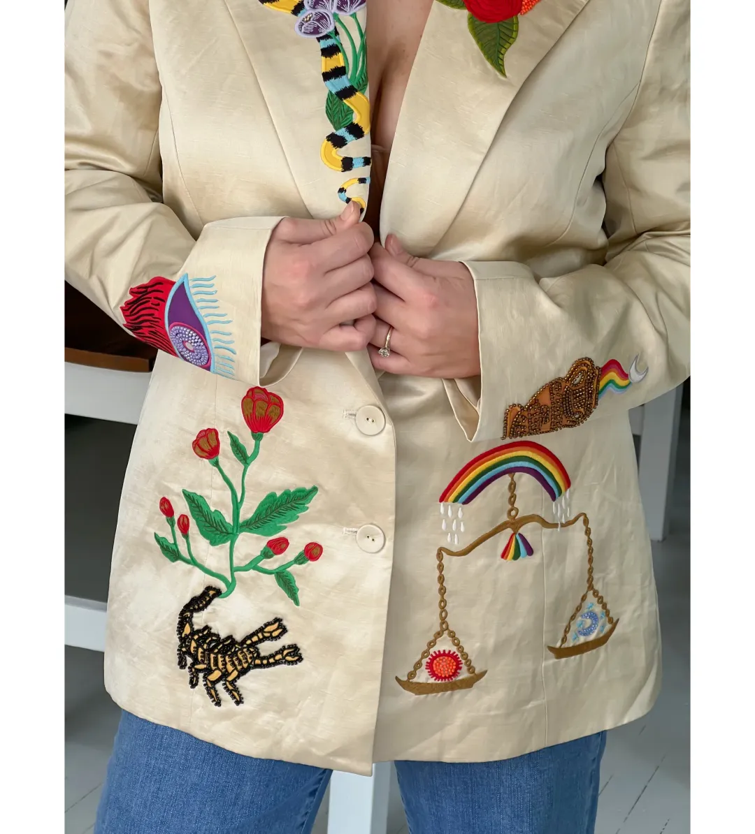 Alemais Zelda Embroidered Blazer Print Size 16  for rent on The Volte - main image