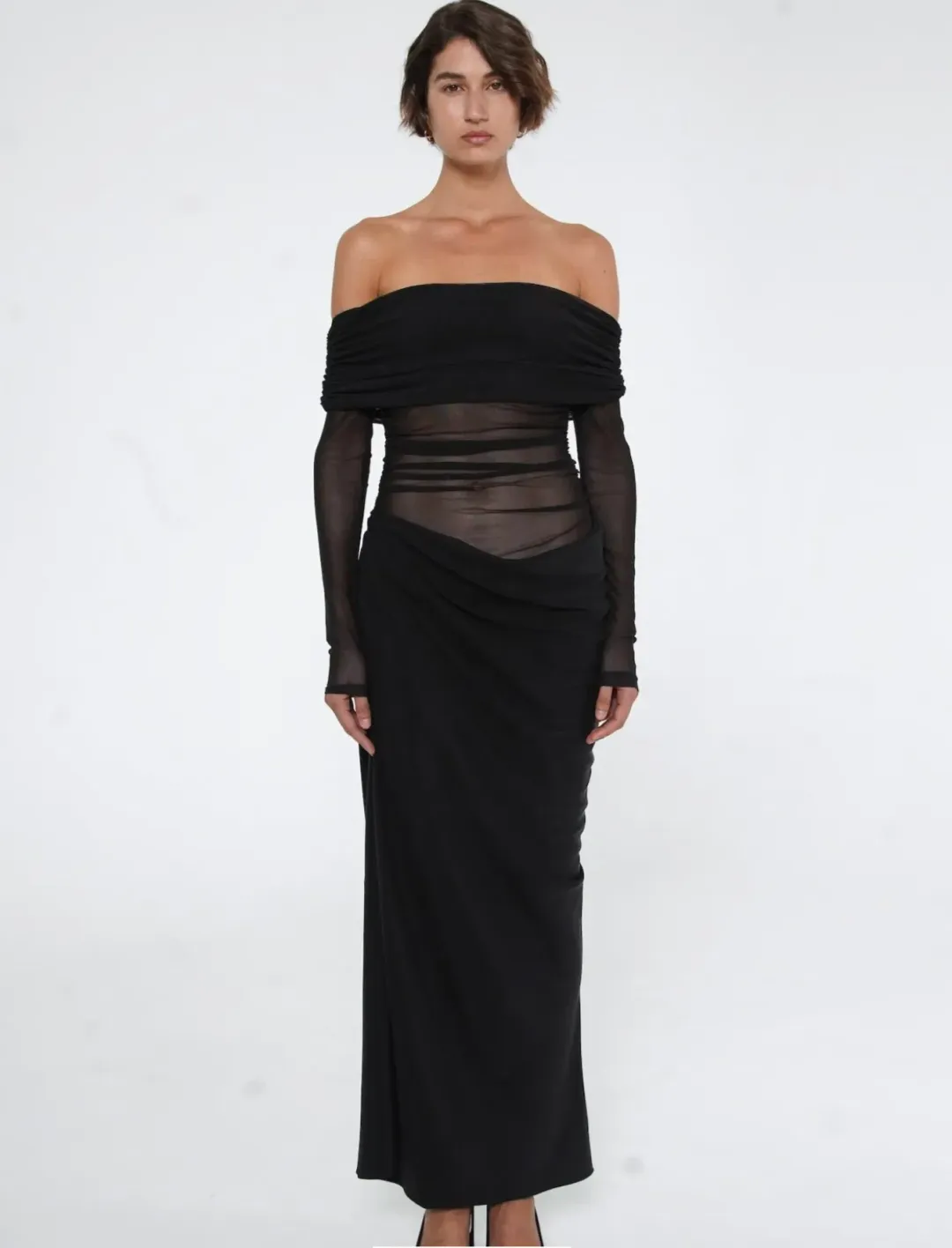 Benni Yasmin Off Shoulder Dress Black Size 8  for rent on The Volte - main image