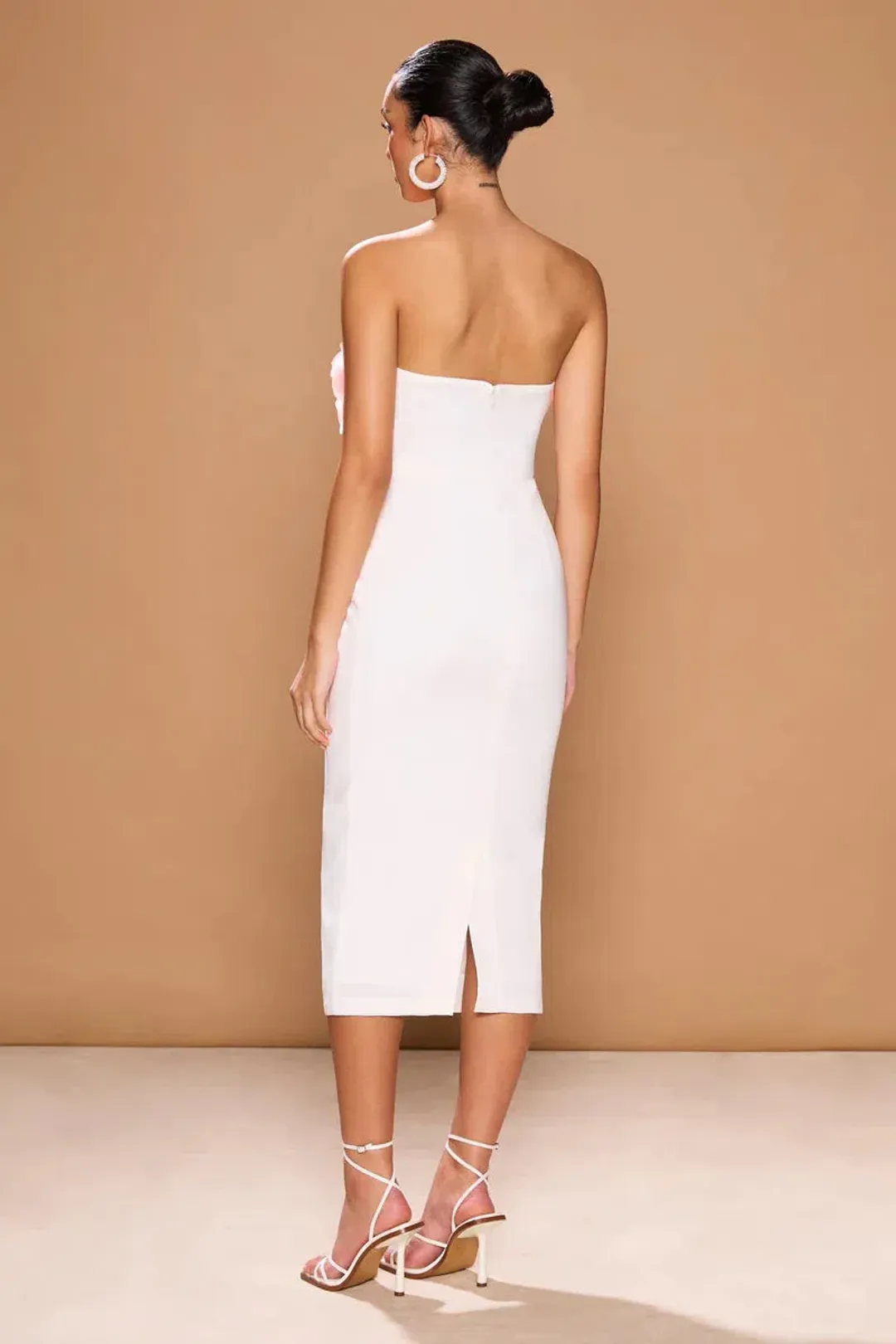 Sonya Moda Flower Petal Midi Dress Rosa/White Peluche Size 10 for rent on The Volte - main image