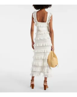 Zimmermann Natura Ruffle Dress in Parchment Size 1 / AU 10 for rent on The Volte - image 2