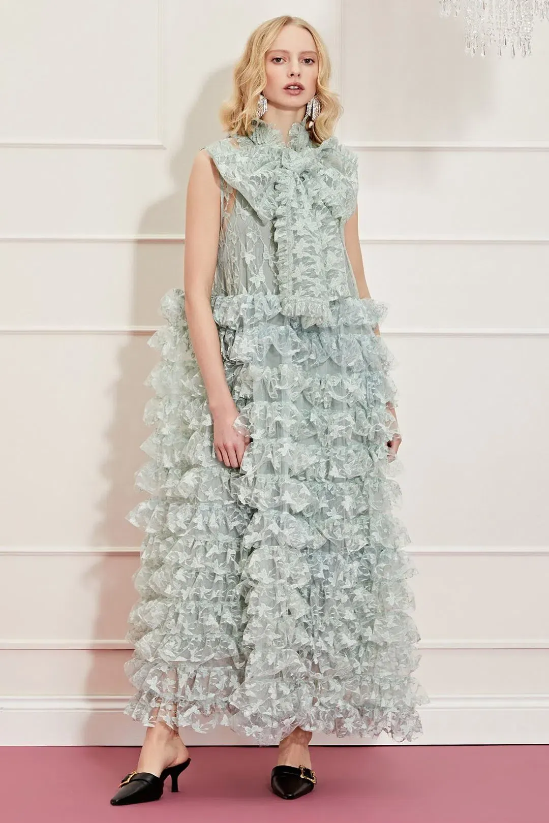 Sister Jane Dream Like A Butterfly Ruffle Maxi Dress Green Size S / Au 8 for rent on The Volte - main image