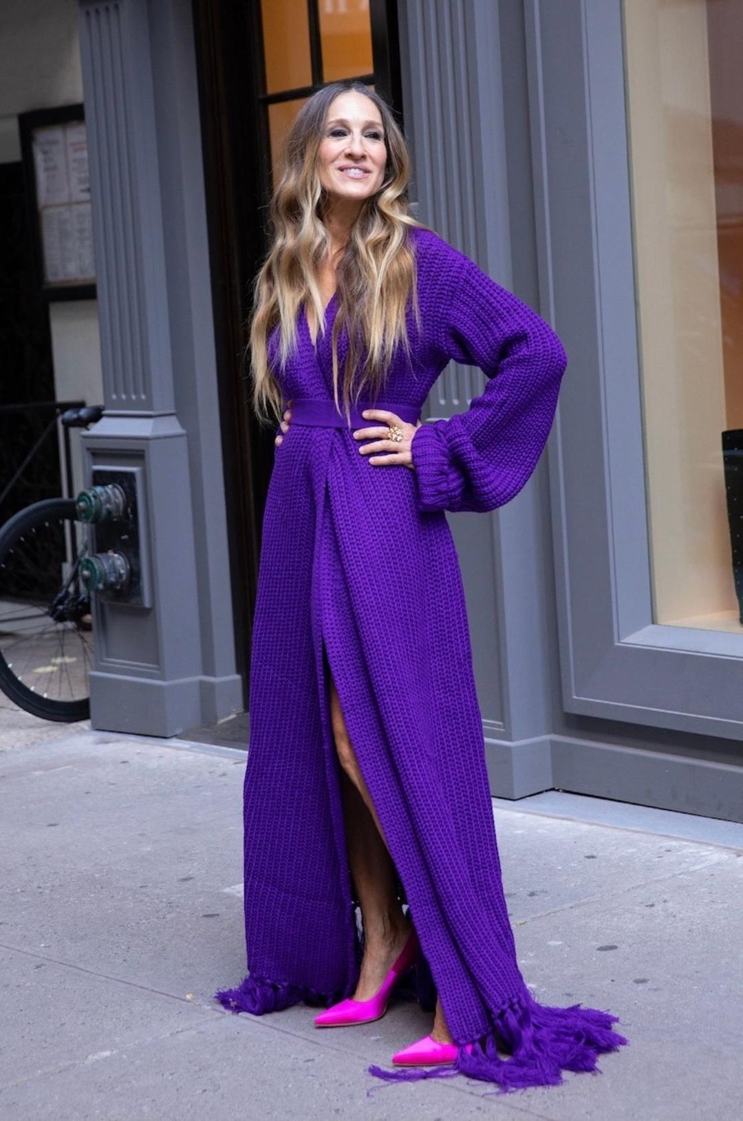 Hanifa Miya Knit Cardigan Dress Purple Size S-M/AU 10 for rent on The Volte - main image