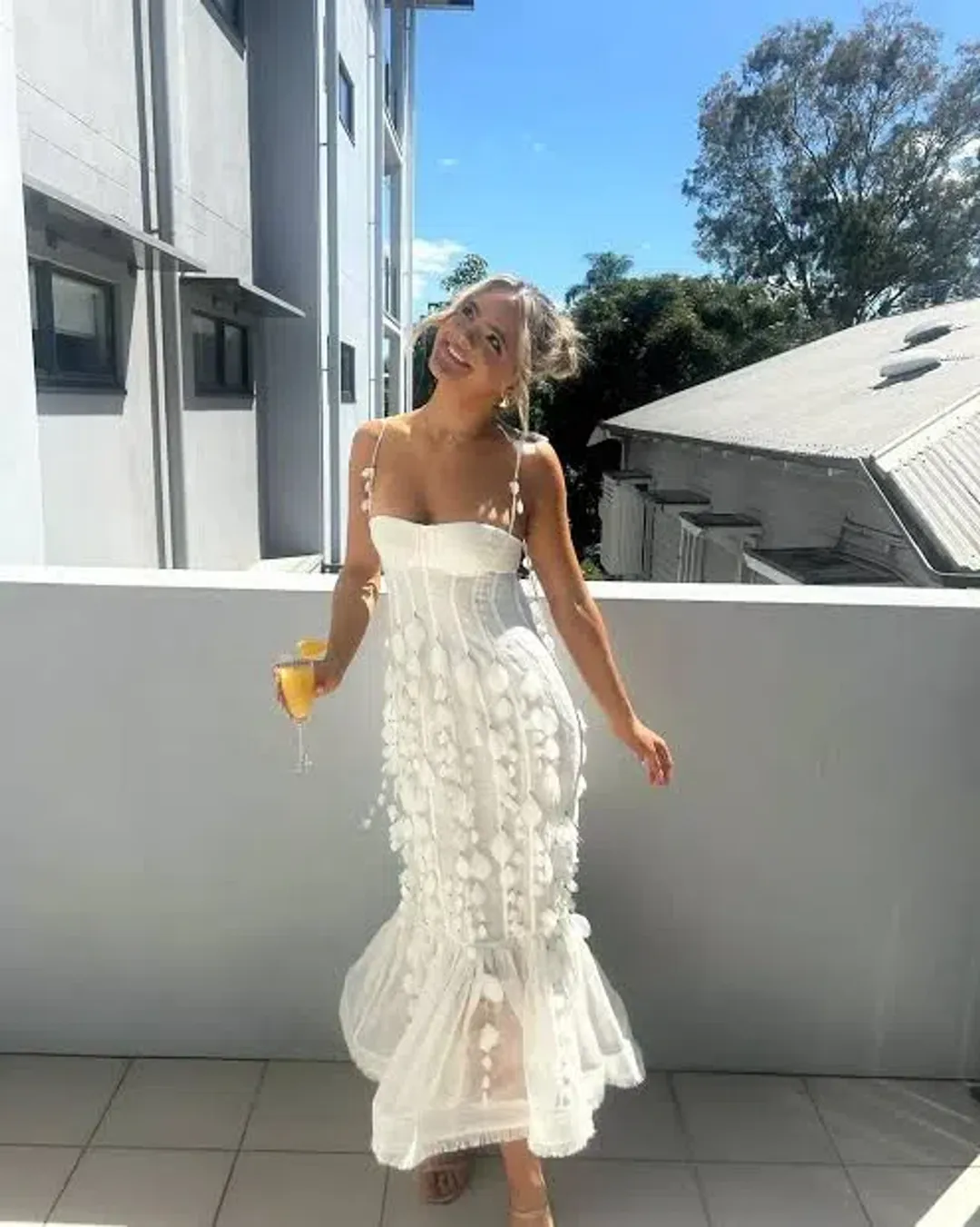 Zimmermann Botanica Petal Gown Dress In White Size 0/AU 6 for rent on The Volte - main image