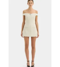Sir Sandrine Off Shoulder Mini Dress in Ecru Size 2 / Au 10 for rent on The Volte - image 1