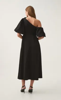 Aje Magnetic Draped Midi Dress Black Size 12 for rent on The Volte - image 2