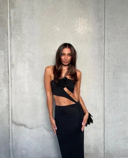 Magda Butrym Floral Asymmetrical Cut Out Black Gown Size 36 / AU 8 for rent on The Volte - image 3