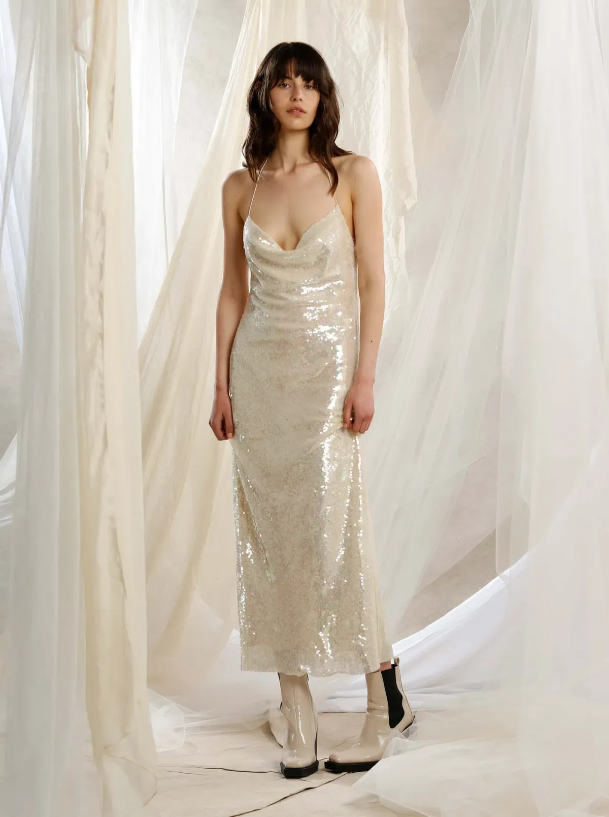 IXIAH  Shimmer Maxi Dress Sequin Size 6  for rent on The Volte - main image