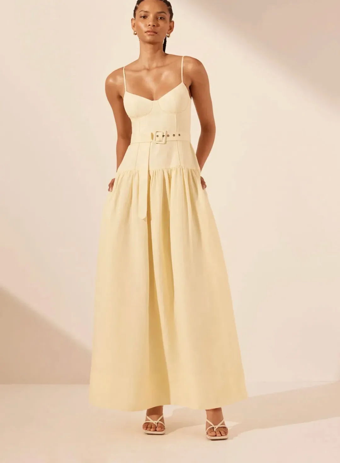 Shona Joy Limon Panelled Bustier Maxi Dress Yellow Size 10 for rent on The Volte - main image