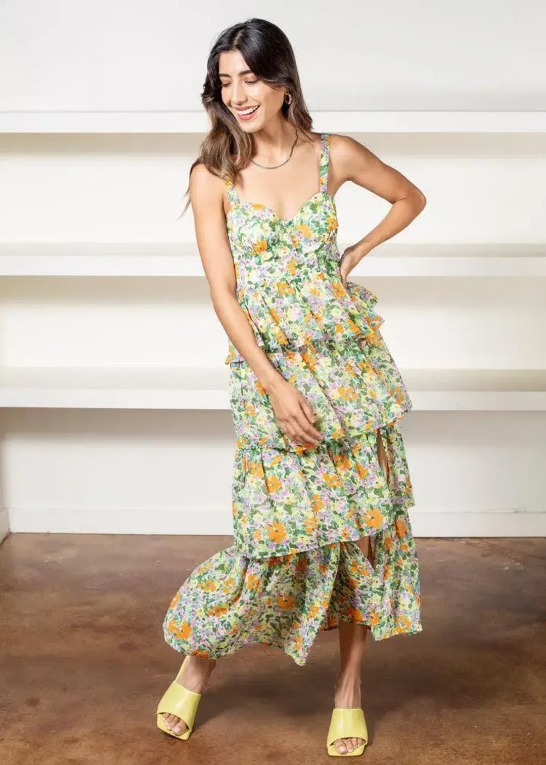 Astr Midsummer Floral Tiered Maxi Dress Size 10 for rent on The Volte - main image