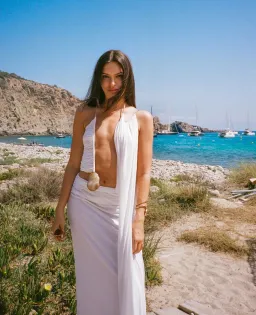 Christopher Esber Elliptic Stone Drape Maxi Dress White Size 6 for rent on The Volte - image 4